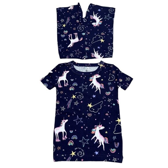FISH STIX by Stitch Fix Size 2T Blue Unicorn 2-Piece Pajama Shorts Set - Picture 2 of 3